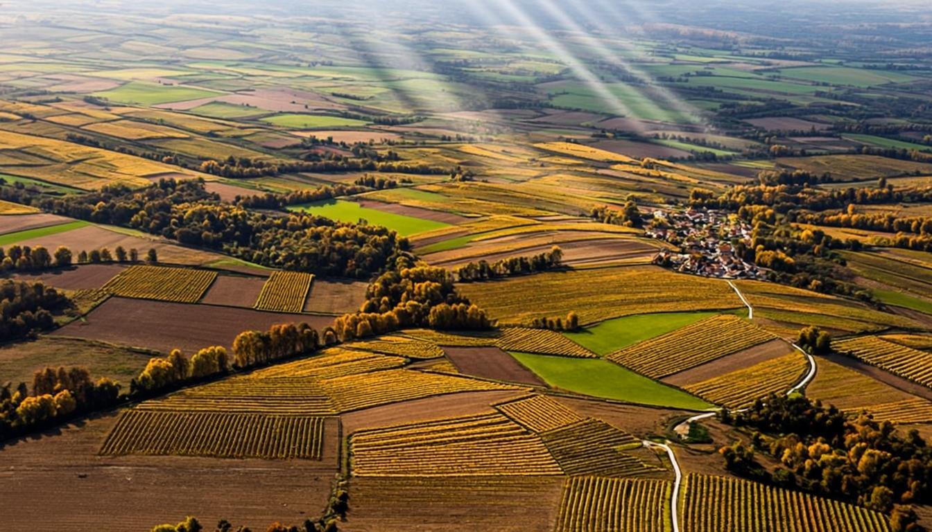 Paysage agricole français vu du ciel